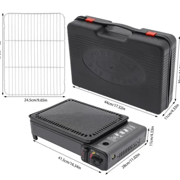 Portable Komfurer>Bærbar BBQ-grill, justerbar varme kontrol, kompakt design, høje sikkerhedsfunktioner,Sort
