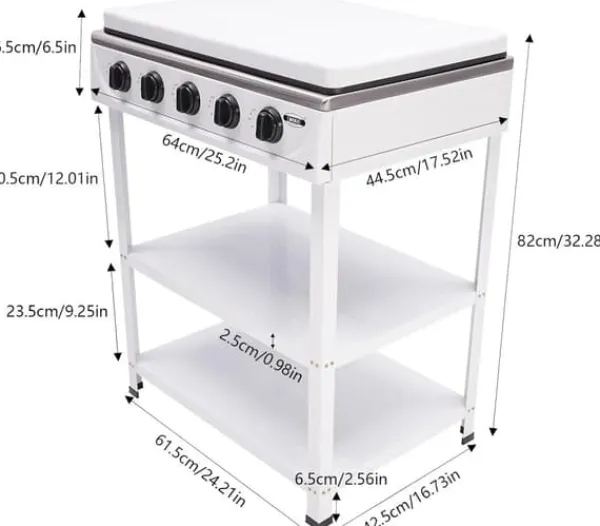 Portable Komfurer>Bærbar Gasblus, 5 Brennere, Vindafskærmning,HVID