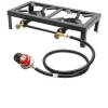 Portable Komfurer>Bærbar Gasblus, Metal Konstruktion, 18,90 x 9,84 tommer Kogeoverflade, Gas Brændstoftype, Tændingsanordning Inkluderet, 3,9 Fødder Slangelængde