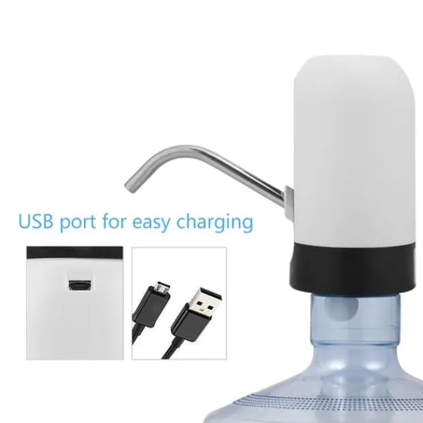 Vandkølere>Bærbar LED-lys Vandpumpe med USB Genopladelig Dispenser til Hjemmekontor (Hvid)