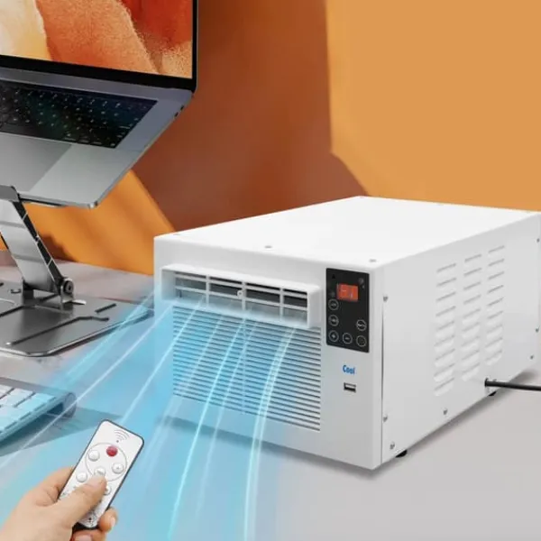 Bærbar Mini Aircondition - Luftkøler - Halvlederkøling - 5–8 m³ - 40–50 dB Støjsvag - EU‑stik - 41,5×28,3×20,5 cm - 1,2 m ledning - Hvid New