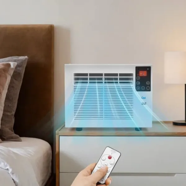 Bærbar Mini Aircondition - Luftkøler - Halvlederkøling - 5–8 m³ - 40–50 dB Støjsvag - EU‑stik - 41,5×28,3×20,5 cm - 1,2 m ledning - Hvid New