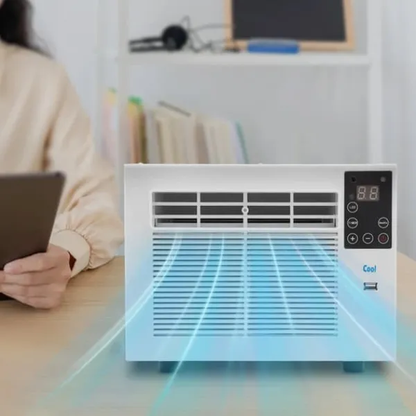 Bærbar Mini Aircondition - Luftkøler - Halvlederkøling - 5–8 m³ - 40–50 dB Støjsvag - EU‑stik - 41,5×28,3×20,5 cm - 1,2 m ledning - Hvid New