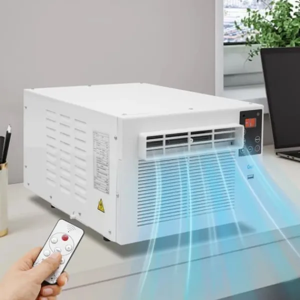 Bærbar Mini Aircondition - Luftkøler - Halvlederkøling - 5–8 m³ - 40–50 dB Støjsvag - EU‑stik - 41,5×28,3×20,5 cm - 1,2 m ledning - Hvid New