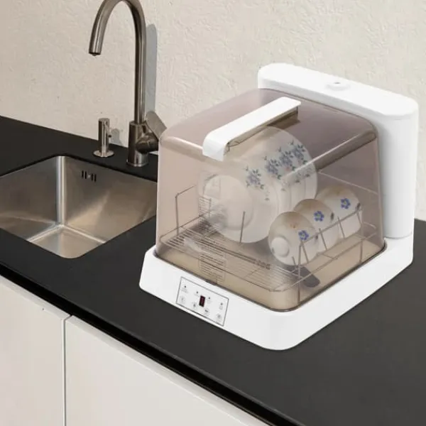 Opvaskemaskiner>Bærbar opvaskemaskine, 800W, 6L tank, 30 minutters tørretid, 220-240V, 360° roterende