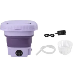 Vaskemaskiner>Bærbar vaskemaskine 11L ABS PP Automatisk mini foldbar spandskive med afløbsrør til RV Rejselejlighed 110 til 240V EU stik