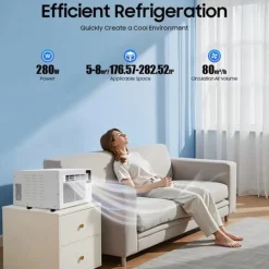 Bærbart klimaanlæg - Mini luftkøler - Termoelektrisk - 280 W - Fjernbetjening - Personlig køling - Soveværelse/kontor Hot