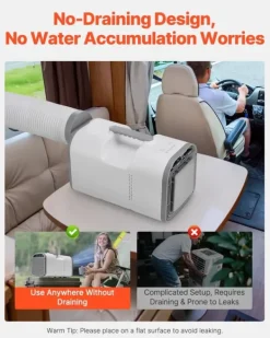 Bærbart klimaanlæg - Mobil aircondition - 4250 BTU Kølekapacitet - Temperatur 16–32 °C - 3 Hastigheder - 24-Timers Tidsur - AC/DC Kompatibel Discount