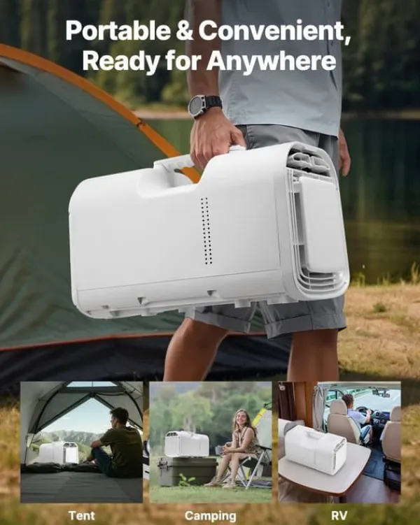 Bærbart klimaanlæg - Mobil aircondition - Køleeffekt 4250 BTU - 3 Hastigheder - Tidsur 24 timer - Fjernbetjening - Temperatur 16–32 °C - Hvid Discount