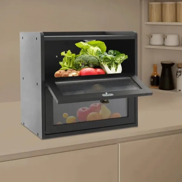 Brødkasse - Brødbeholder - Fyrretræ - Magnetisk Låge - Holdbart Design - Til Brød og Snacks - Bordpladeopbevaring - Sort Discount