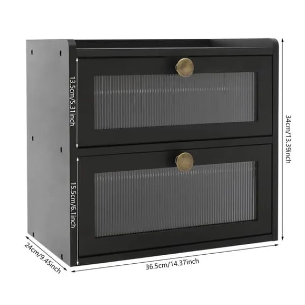 Brødkasse - Brødbeholder - Fyrretræ - Magnetisk Låge - Holdbart Design - Til Brød og Snacks - Bordpladeopbevaring - Sort Discount