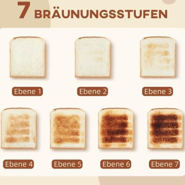 Brødristere, Raclettegrills Og Sandwichtoastere>Brødrister med 4 skiver, bølgeformet design, flere funktioner, krummebakke, sort