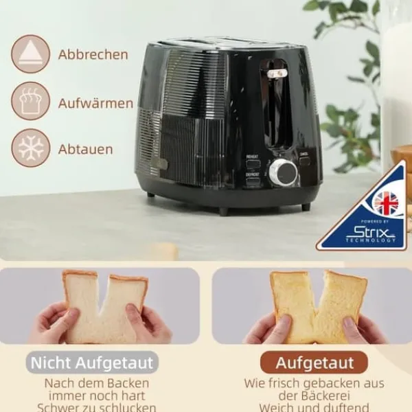 Brødristere, Raclettegrills Og Sandwichtoastere>Brødrister og kedelsæt, 1,7 l, multifunktion, rustfrit stål, sort