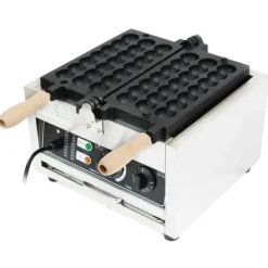 Vaffeljern>Bubble vaffeljern - Professionelt elektrisk - 1500 W - Non-stick belægning - 180° roterende - Temp 50–300°C - 220 V - Sort/Sølv