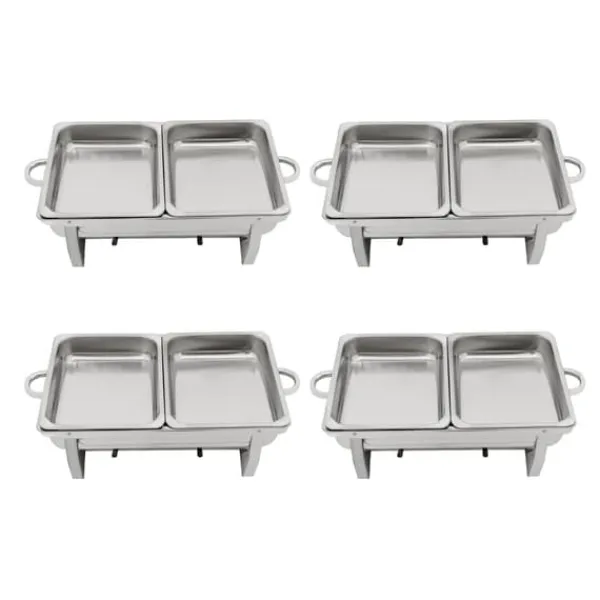 Buffet Chafing Dish Sæt, Varmefad med spritbrænder, 4-delt sæt inkl. tang og skeer New