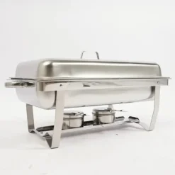 Buffetvarmer - Chafing Dish Bain-Marie - Sammenklappelig - Dobbelt rum - Rustfrit stål - Brændstofbrændere - 7,5 L - Sort Discount