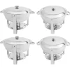 Buffetvarmer - Rund chafing dish - 4 stk 4,5 L/stk - Rustfrit stål - 41×25 cm - Let at rengøre - Sølv Sale