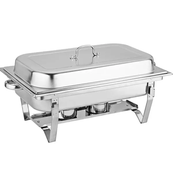 Tilbehør Til Madservering>Buffetvarmer Chafing Dish - Rektangulær Madvarmer - 3 Sektioner 3×3 L (9 L) - Rustfrit Stål - Til Catering & Buffet