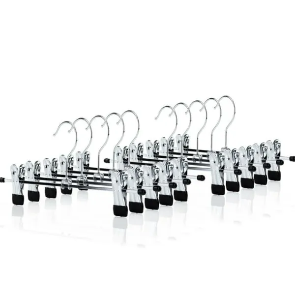 Tøj- & Garderobeopbevaring>Buks / nederdel bøjle med clips 10-pack