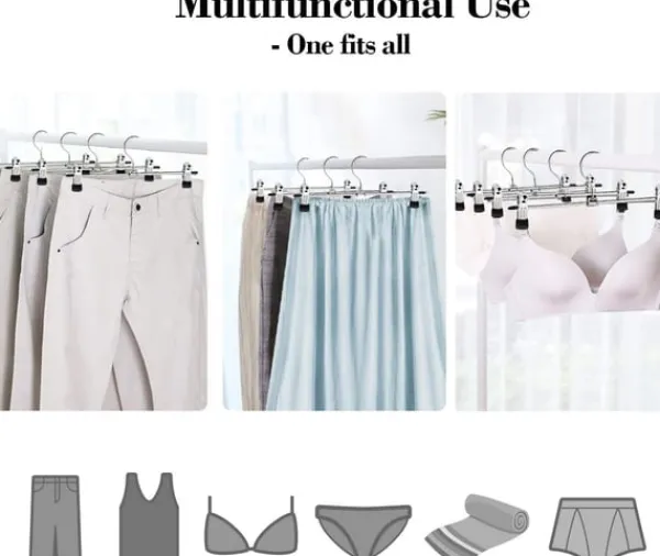 Tøj- & Garderobeopbevaring>Buks / nederdel bøjle med clips 10-pack