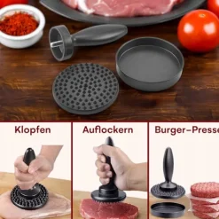 BURGERPRESSE HAMBURGER KØDHULLER manuel 10 cm non-stick Outlet