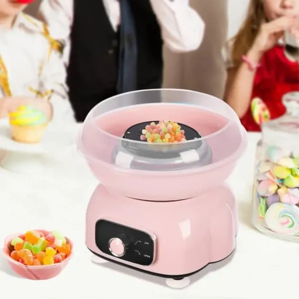Maskiner Til Candyfloss>Candyfloss maskine Sæt - Bordmodel - 500 W - 1850 omdr./min - EU‑stik 220 V - Måleske + 10 bambuspinde - ABS - Pink
