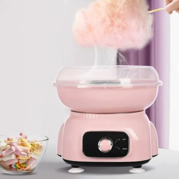 Maskiner Til Candyfloss>Candyfloss maskine Sæt - Bordmodel - 500 W - 1850 omdr./min - EU‑stik 220 V - Måleske + 10 bambuspinde - ABS - Pink