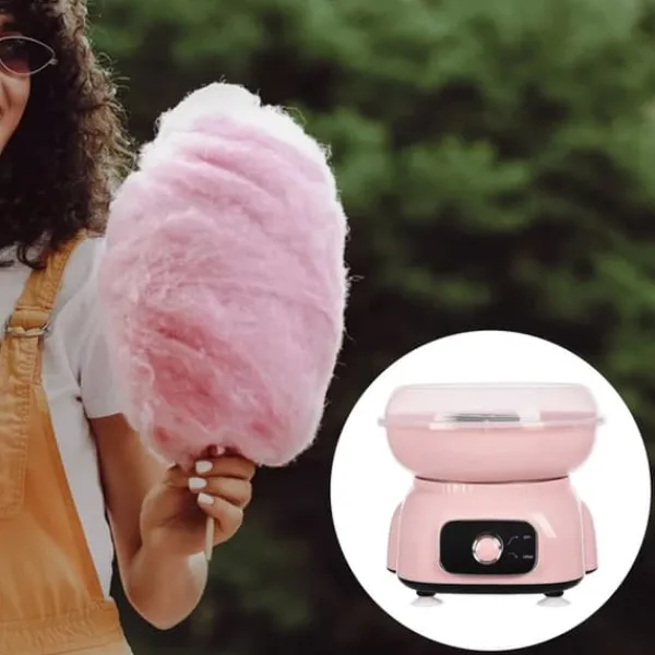 Maskiner Til Candyfloss>Candyfloss maskine Sæt - Bordmodel - 500 W - 1850 omdr./min - EU‑stik 220 V - Måleske + 10 bambuspinde - ABS - Pink