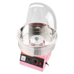 Candyfloss- og sukkerspindmaskine - Professionel - Elektrisk 1000 W - Med låg - Skål i rustfrit stål - Sukkerske inkl. - Lyserød Discount