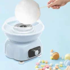 Candyflossmaskine, bordmodel 500 W, astronautformet, elektrisk, sæt til hvidt sukker og hårde bolsjer, blå Hot