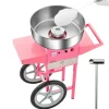 Candyflossmaskine med Vogn, Sukkerstivelsesmaskine 1000W, Professionel, Fest Klar Hot