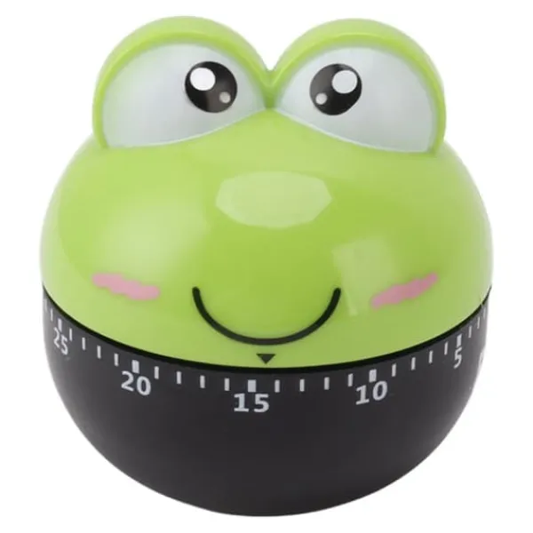Æggeure>Cartoon Machinery Timer Høj nøjagtighed justerbar 60 minutters mekanisk køkkenmadlavningstimer til køkkenstudie grøn