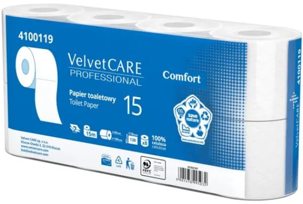 Toiletpapir>Cellulose fløjl toiletpapir / 8 ruller / hvid VLP-4100119