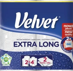 Cellulosehåndklæder i rulle, VELVET The Longest, 2-lags, 90 ark, 2 stk., hvide 100% cellulose VLK-5110082 Outlet