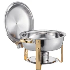 Tilbehør Til Madservering>Chafing Dish Buffet Sæt, 5 Qt 4-pak, Guld, Rustfrit Stål