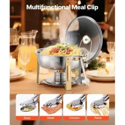 Chafing Dish Buffet Sæt, 5 Qt 4-pak Rustfrit Stål, Guld Outlet