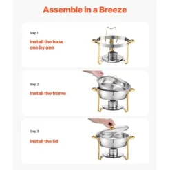 Chafing Dish Buffet Sæt, 5 Qt 4-pak Rustfrit Stål, Guld Outlet
