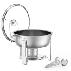 Madopvarmere>Chafing Dish Buffet Sæt, 4 stk 5 Qt rustfrit stål, sølv, catering varmer
