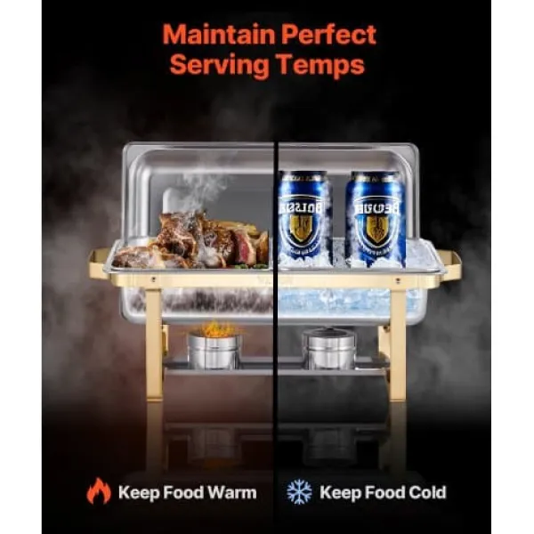 Madopvarmere>Chafing Dish Buffet Sæt, 4 stk., Rustfrit Stål, Guld
