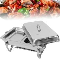 Chafing dish, buffet-madvarmer, 7,5 L, rustfrit stål, professionelt sæt, sølv Discount