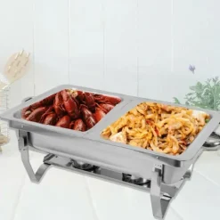 Chafing dish, buffet-madvarmer, 7,5 L, rustfrit stål, professionelt sæt, sølv Discount