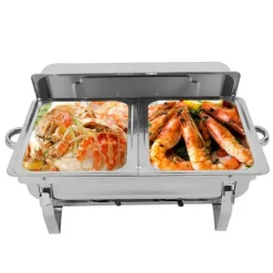Chafing dish, buffet-madvarmer, 7,5 L, rustfrit stål, professionelt sæt, sølv Discount