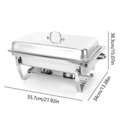 Chafing dish, buffet-madvarmer, 7,5 L, rustfrit stål, professionelt sæt, sølv Discount
