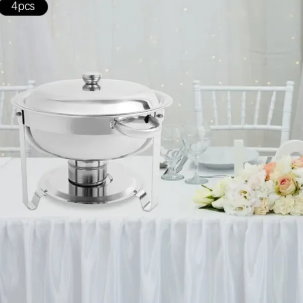Tilbehør Til Madservering>Chafing Dish Buffetsæt - Varmeholder - 4 dele - 4,5 L pr. beholder - Til fester & bryllupper - Guld