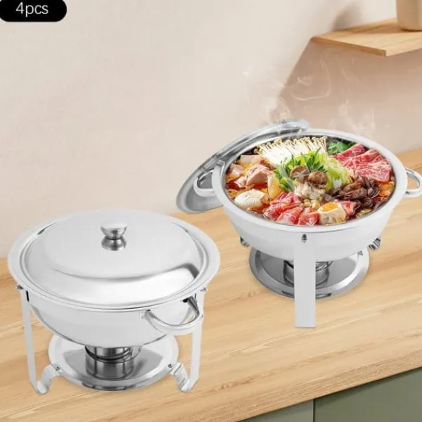 Tilbehør Til Madservering>Chafing Dish Buffetsæt - Varmeholder - 4 dele - 4,5 L pr. beholder - Til fester & bryllupper - Guld