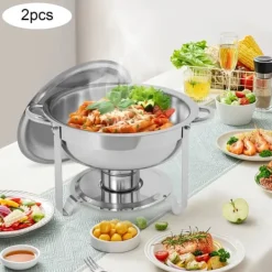 Chafing Dish buffet-sæt, selvbetjenings madvarmer 4,5 L, lilla, rustfrit stål, spritfyret, til fester og bryllupper Best