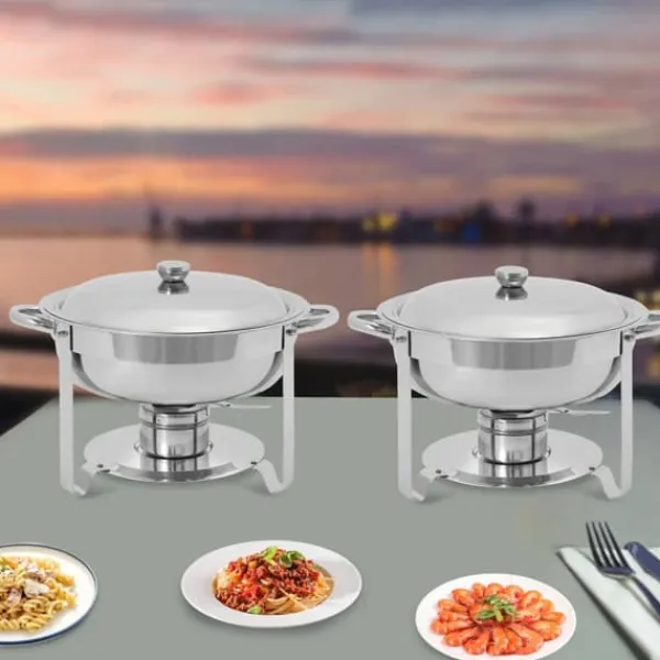 Chafing Dish buffet-sæt, selvbetjenings madvarmer 4,5 L, lilla, rustfrit stål, spritfyret, til fester og bryllupper Best
