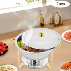 Chafing Dish buffet-sæt, selvbetjenings madvarmer 4,5 L, lilla, rustfrit stål, spritfyret, til fester og bryllupper Best