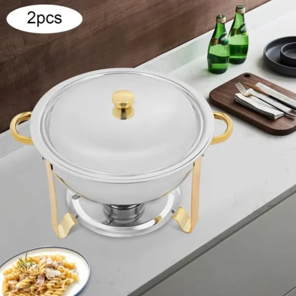 Chafing Dish buffet-sæt, selvbetjenings madvarmer 4,5 L, lilla, rustfrit stål, spritfyret, til fester og bryllupper Best