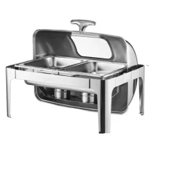 Madopvarmere>Chafing Dish, Holdbart Rustfrit Stål, Rulletop Design,Sølvfarvet